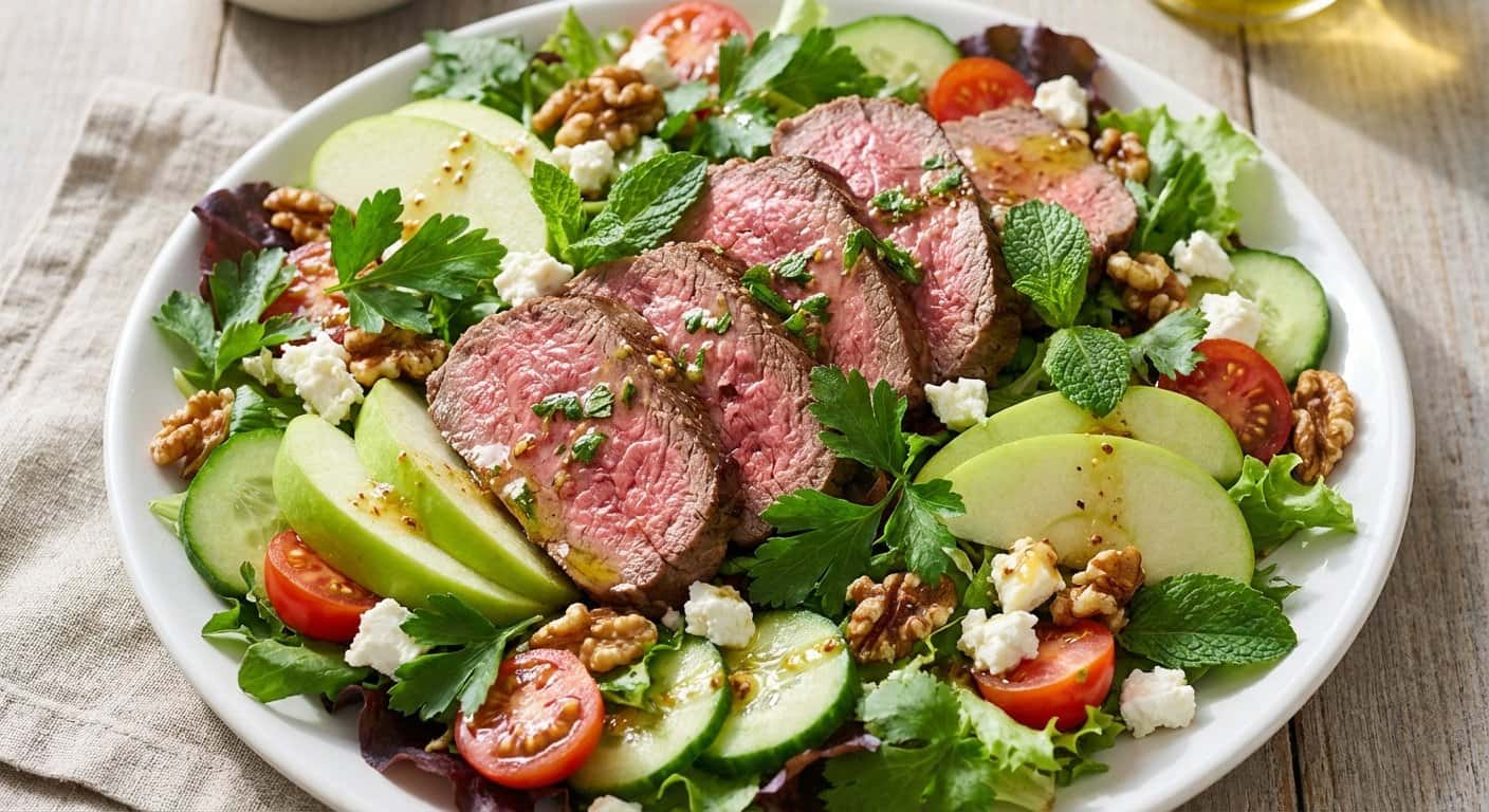 Ensalada de Ternera con Manzana y Hierbas Frescas