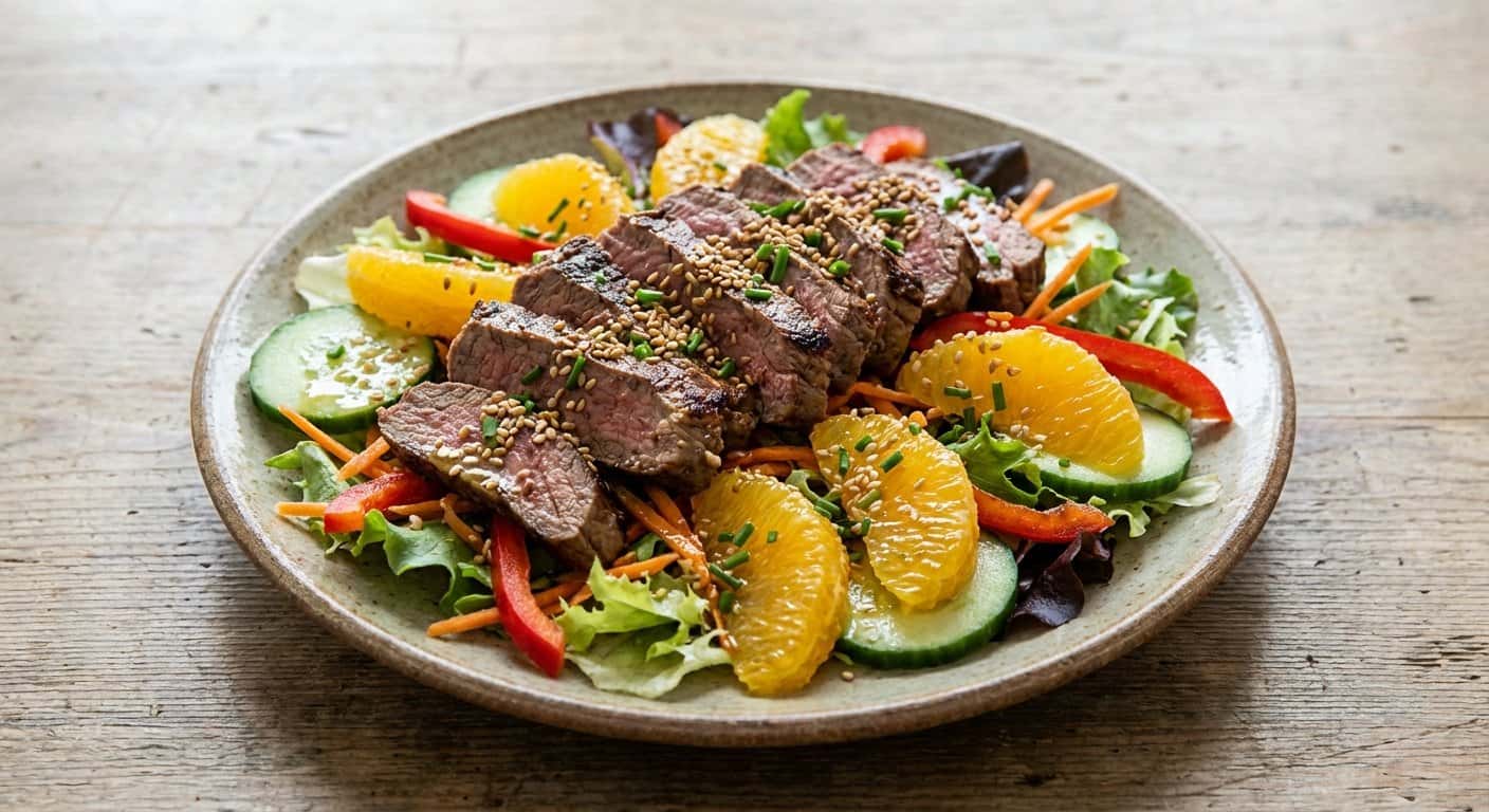 Ensalada de Ternera con Naranja y Semillas de Sésamo