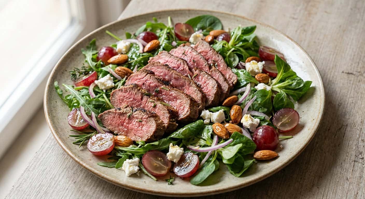 Ensalada de Ternera con Uvas y Almendras