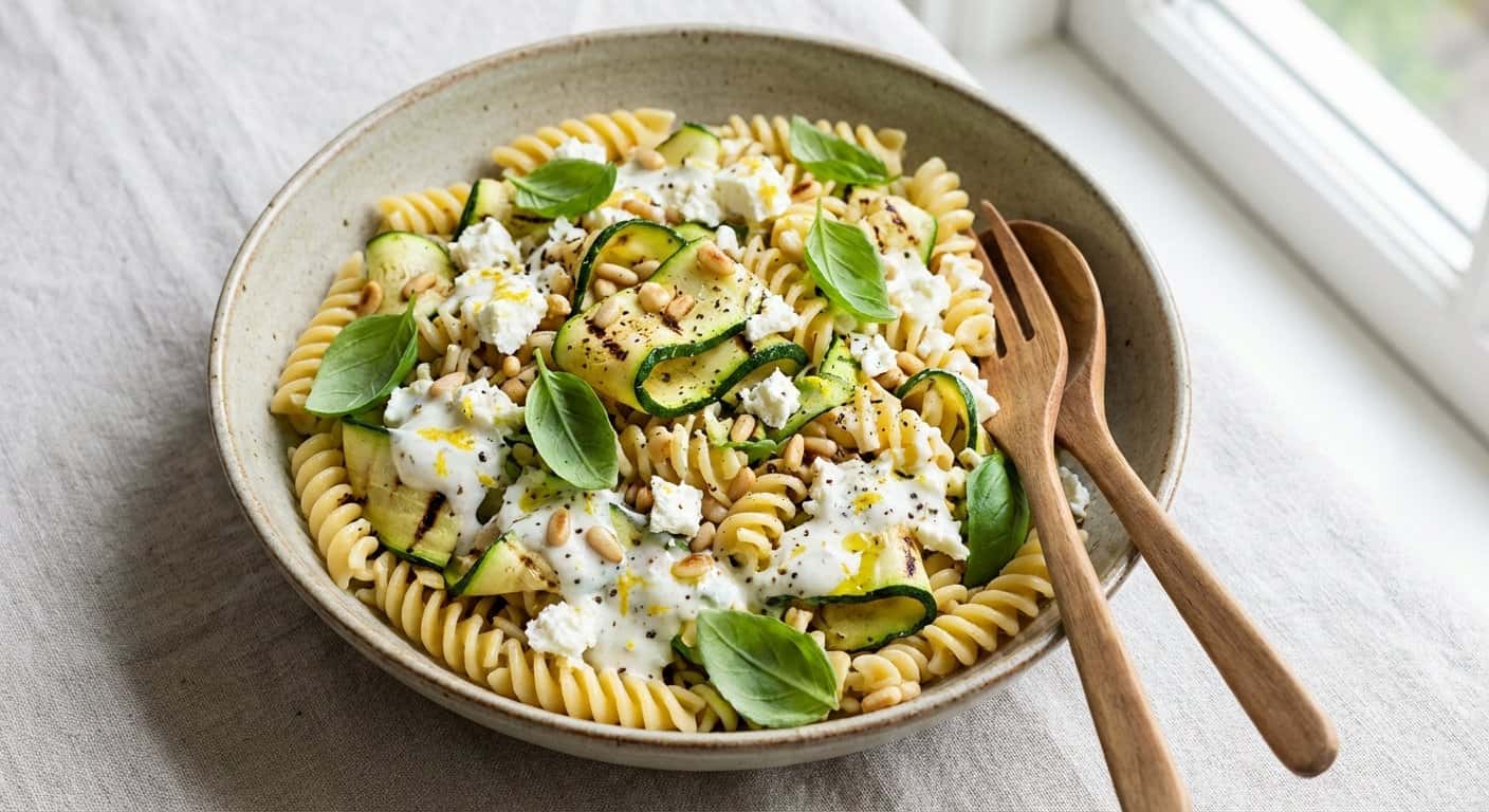 Ensalada Fría de Pasta con Calabacín y Vinagreta de Yogur