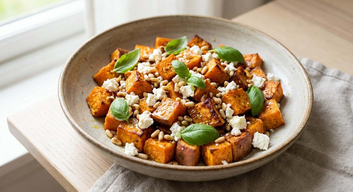 Ensalada rápida de boniato y albahaca