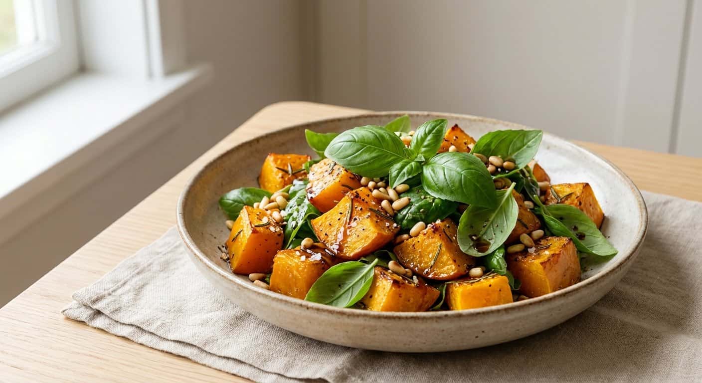 Ensalada rápida de calabaza y albahaca