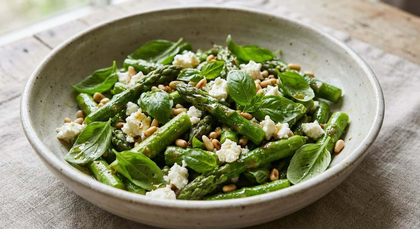Ensalada rápida de espárragos y albahaca