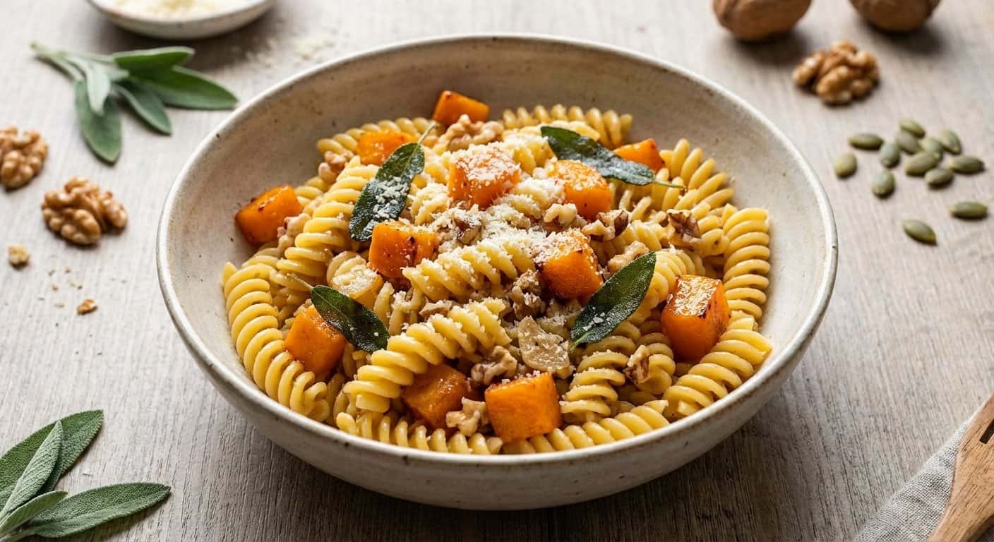 Entrante de Pasta Salteada con Calabaza