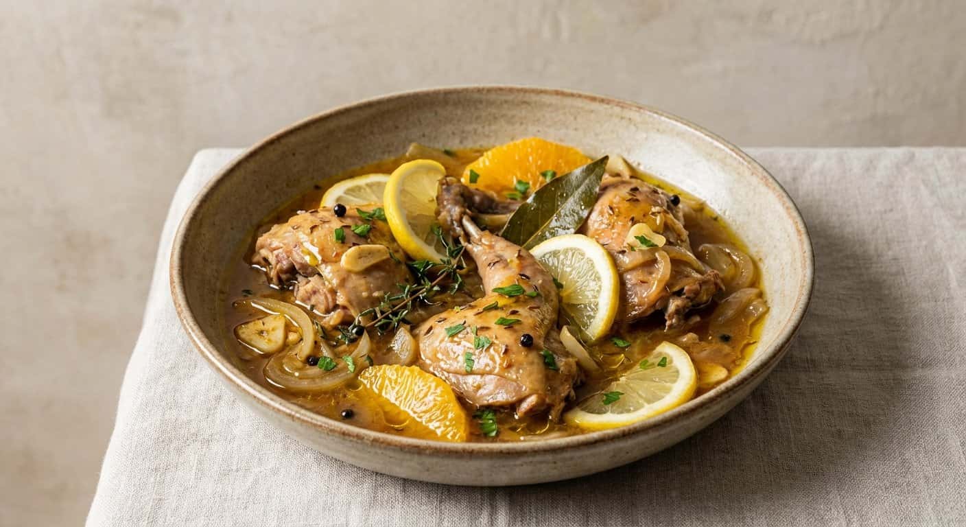 Escabeche Templado de Perdiz con Cítricos