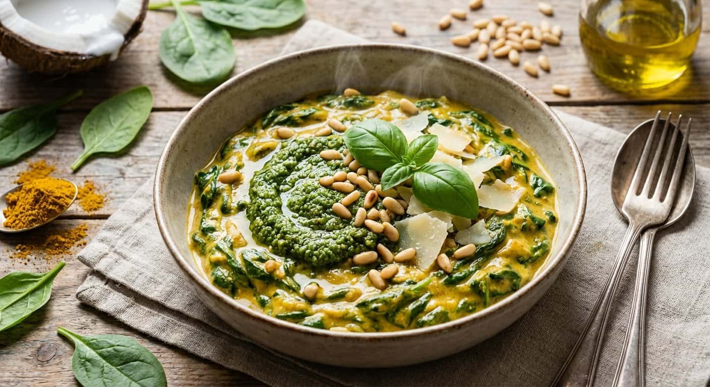 Espinacas al Curry con Pesto Keto