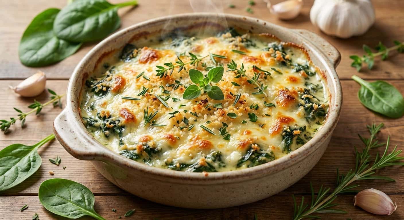 Espinacas al horno con hierbas frescas