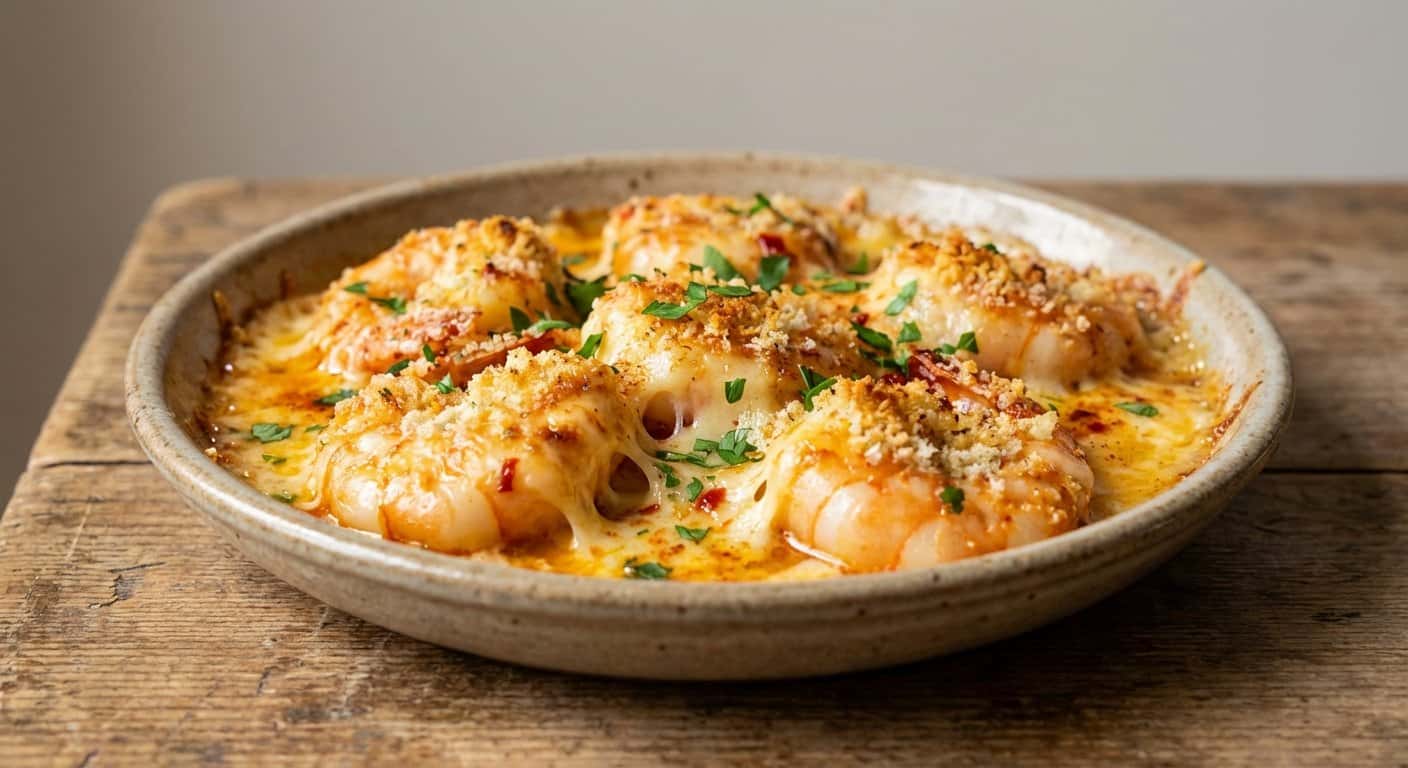 Gambas con Queso Gratinado Picante