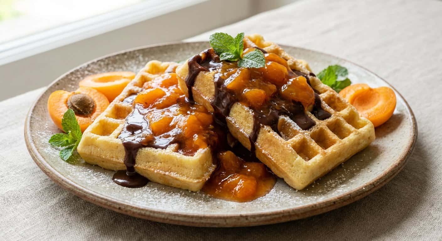 Gofres con Albaricoque y Cacao