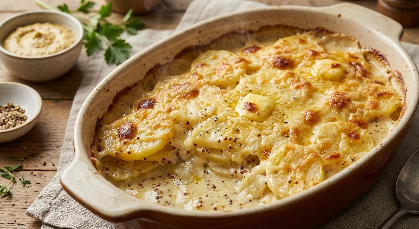 Gratin Dauphinois Bretón con Mostaza