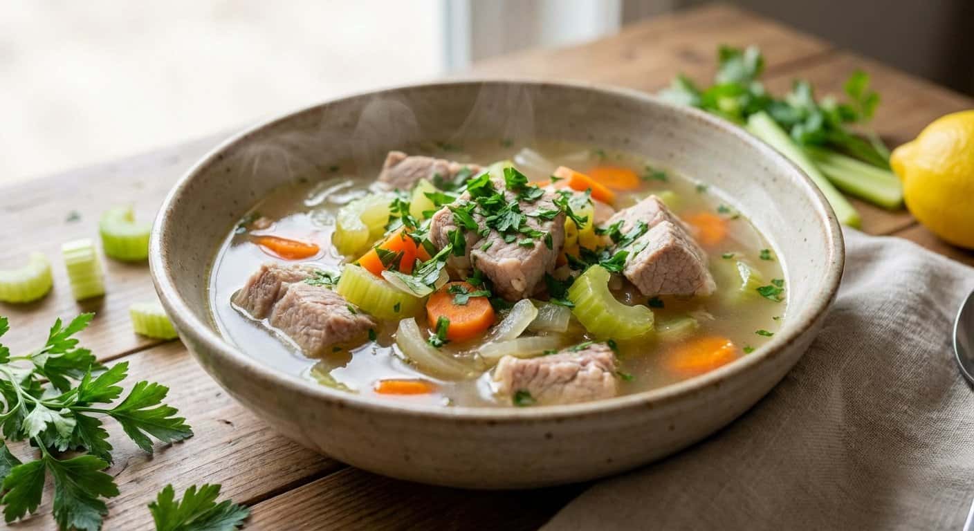 Guiso Ligero de Cerdo con Apio y Perejil