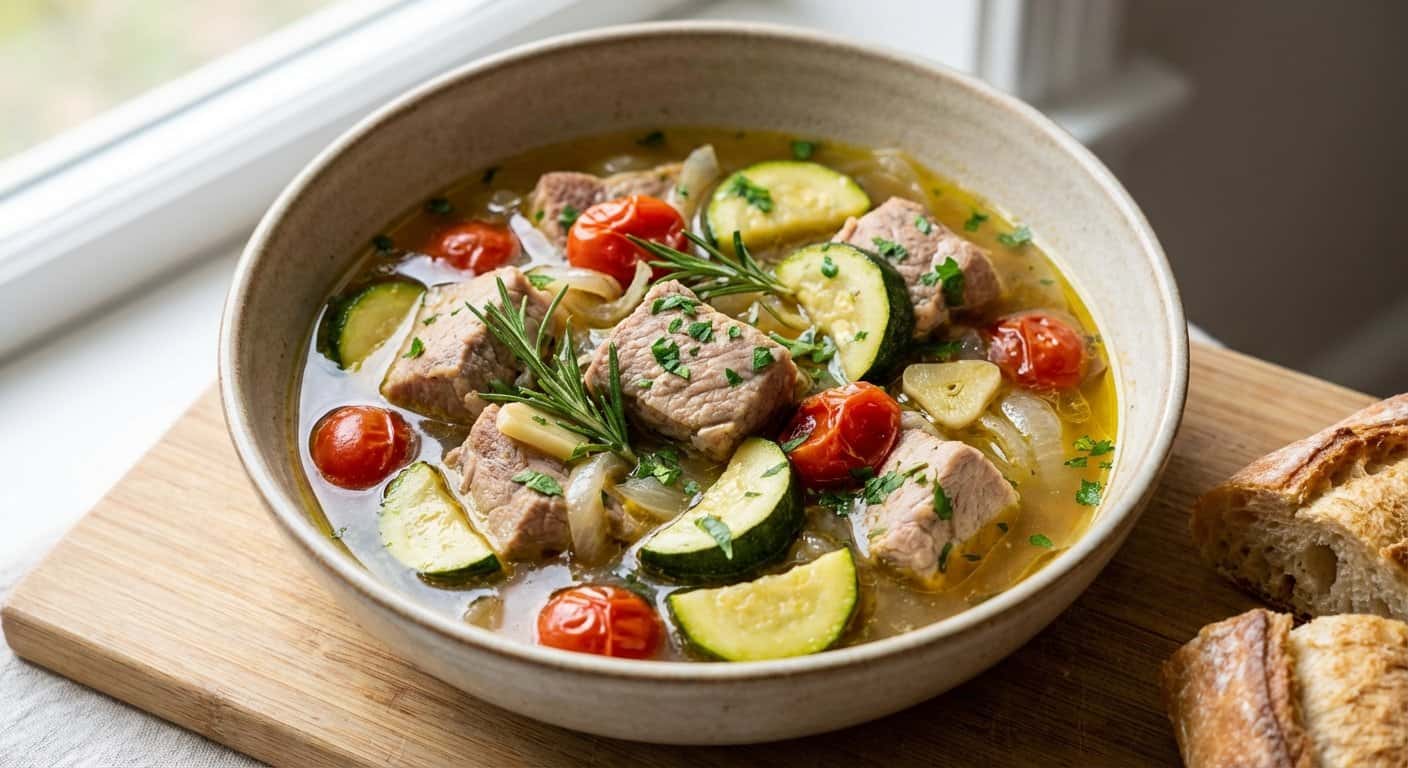 Guiso Ligero de Cerdo con Calabacín y Romero