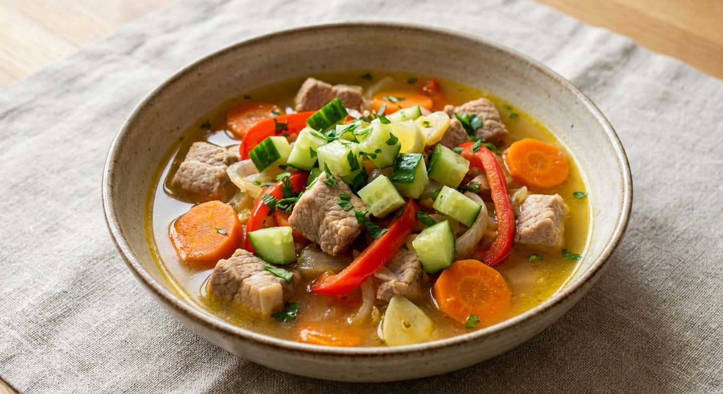 Guiso Ligero de Cerdo con Pepino y Perejil