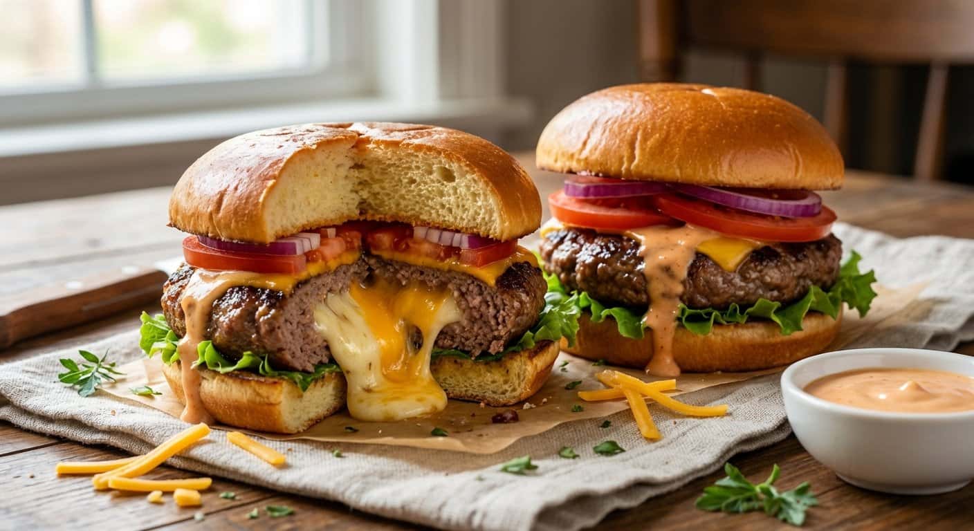 Hamburguesas Rellenas de Queso en Airfryer