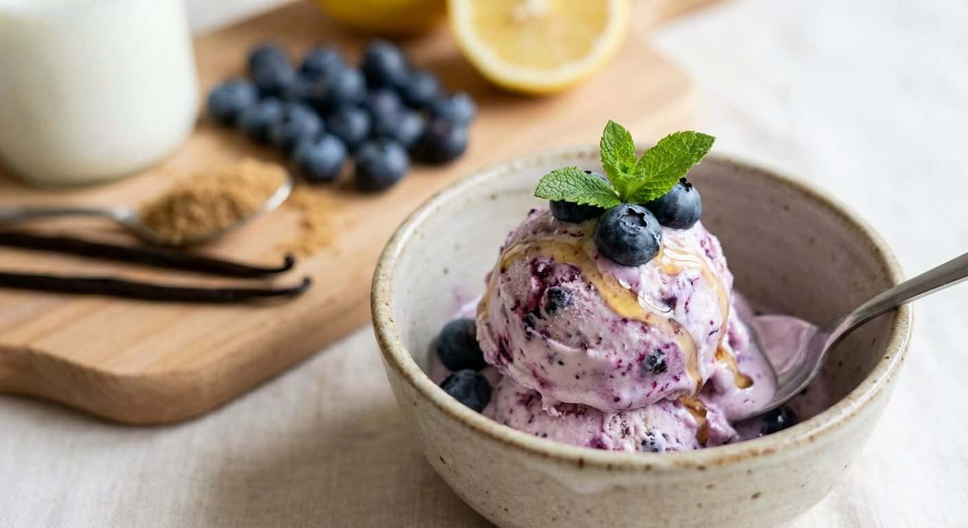 Helado Casero de Kéfir y Arándanos