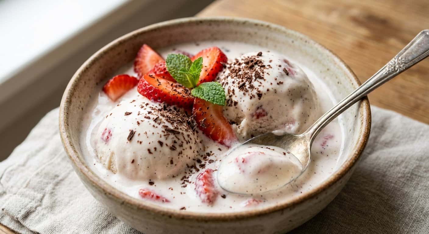 Helado Casero de Kéfir y Fresa