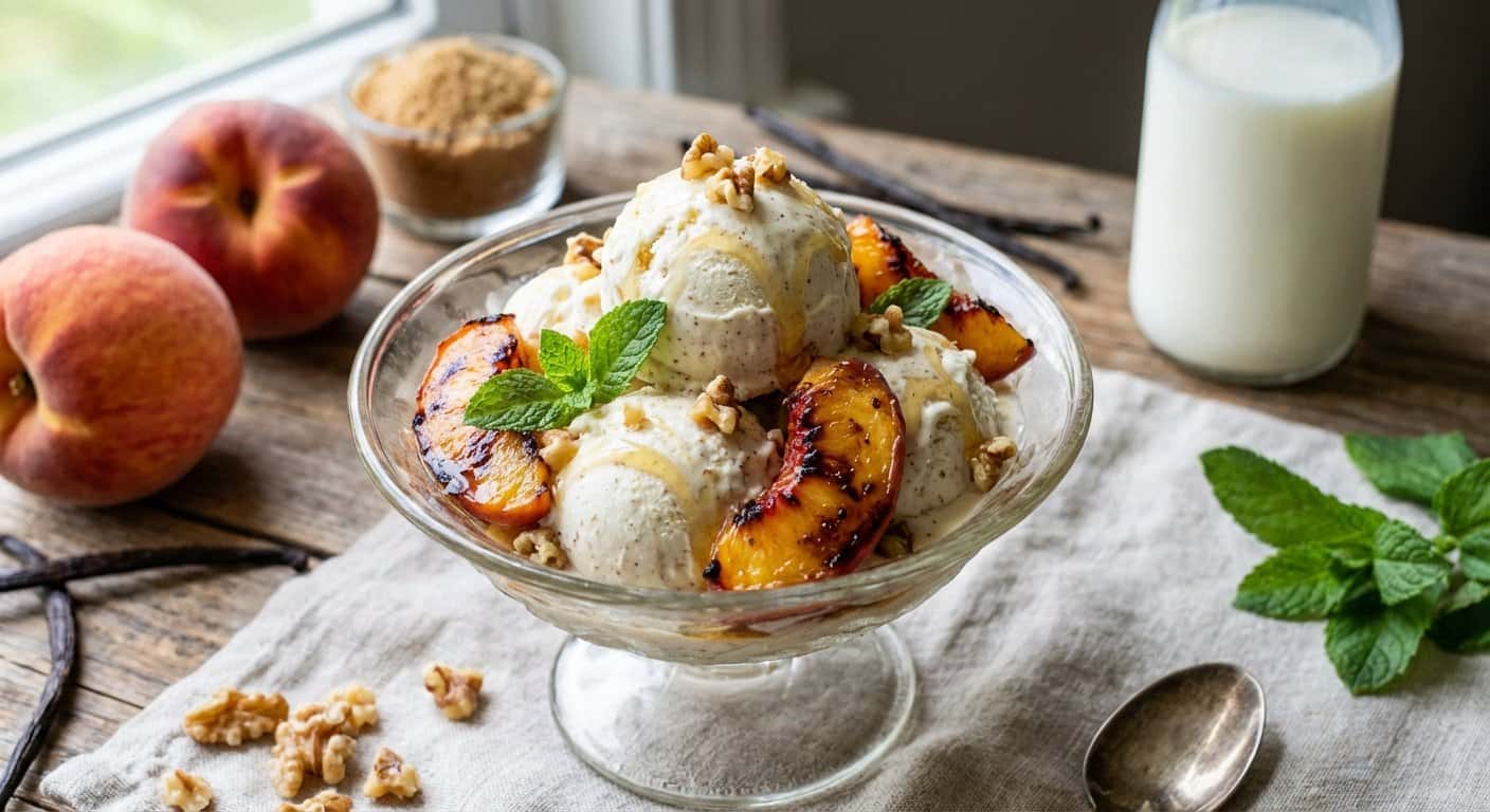 Helado Casero de Kéfir y Melocotón