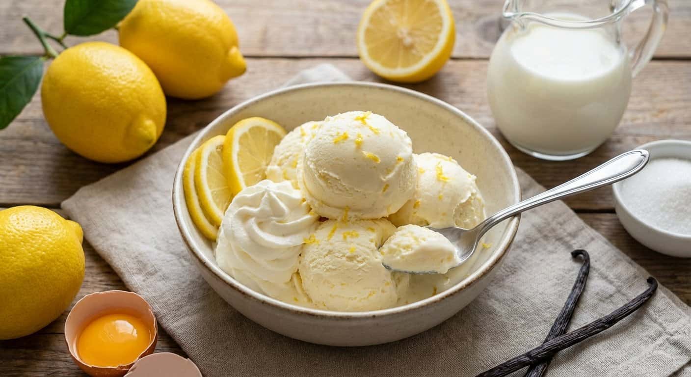 Helado casero de leche y limón