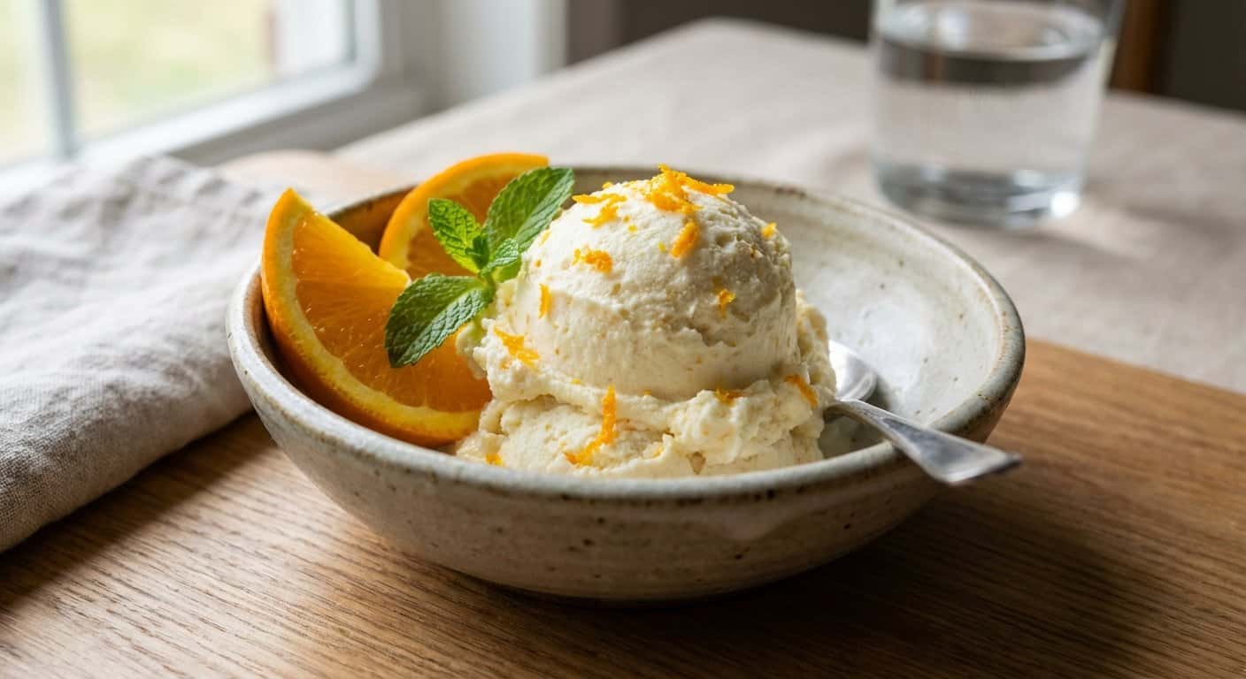 Helado Casero de Requesón y Naranja