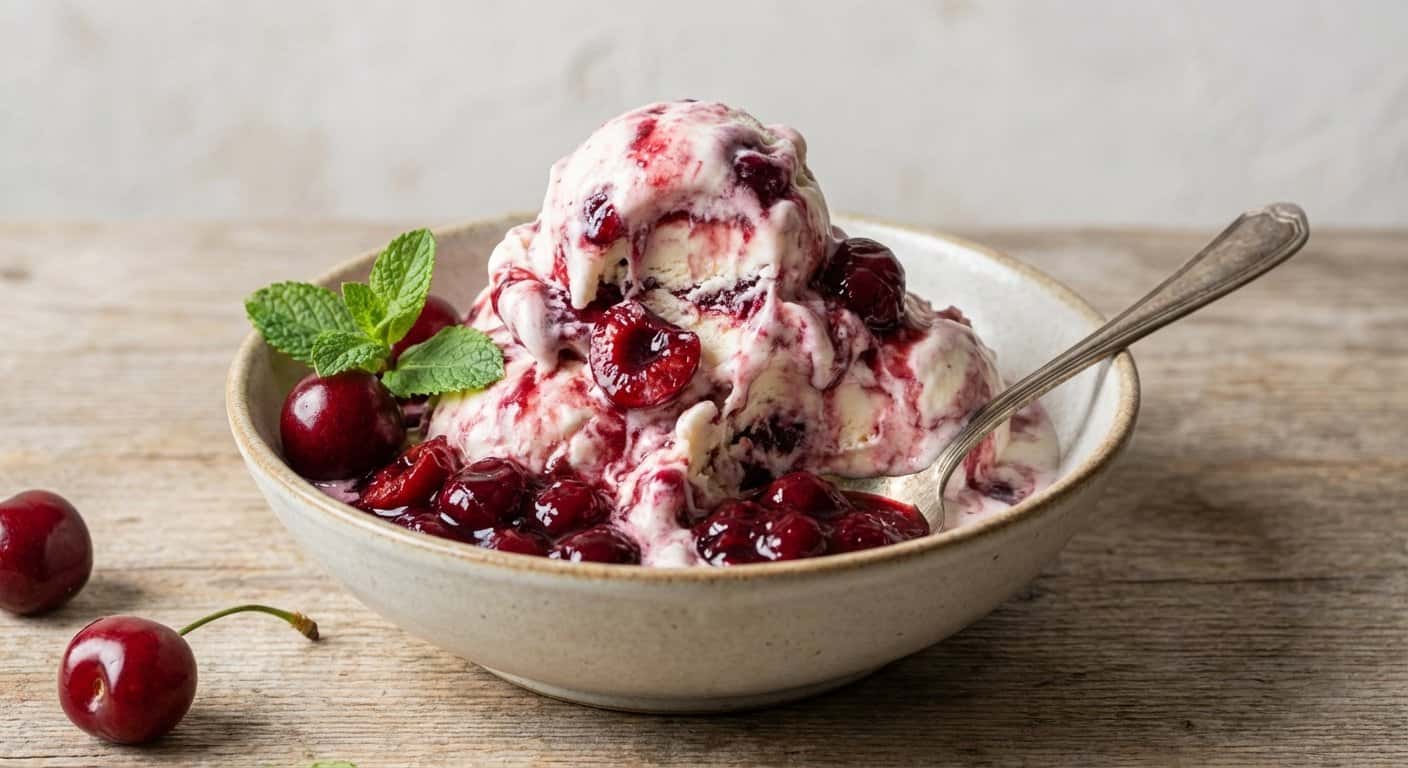 Helado Casero de Yogur y Cereza