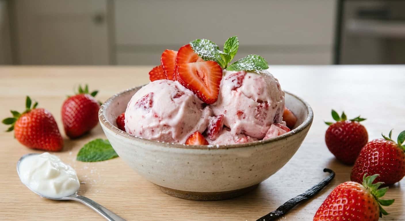Helado Casero de Yogur y Fresa