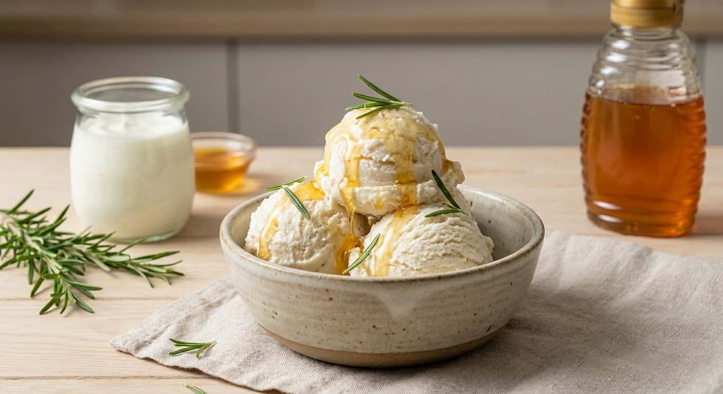 Helado de yogur con miel y romero