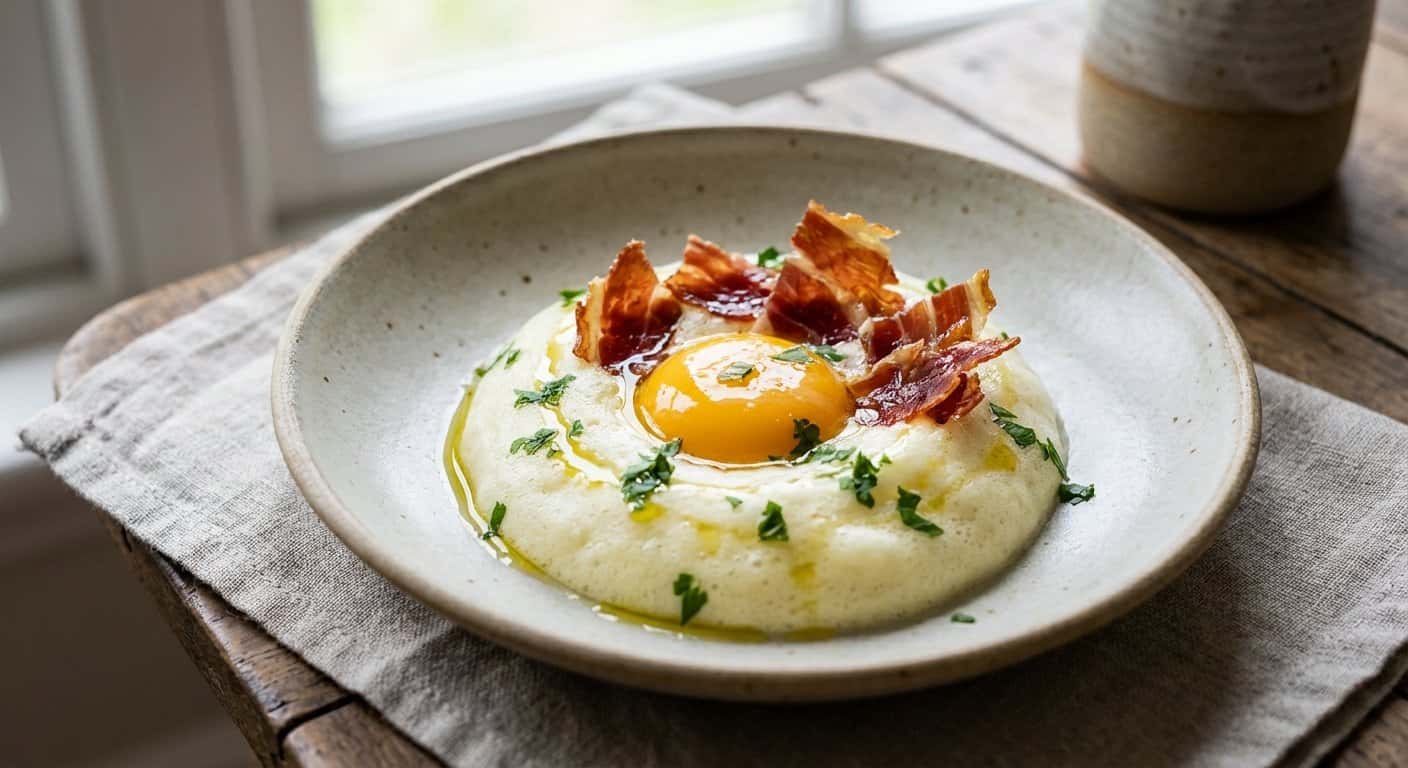 Huevo Perfecto con Espuma de Patata y Jamón