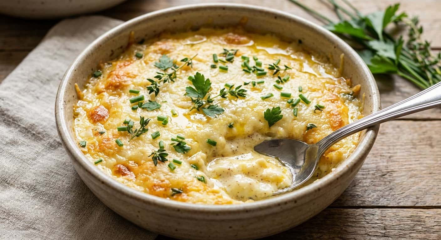 Huevos con Queso Gratinado con Hierbas Frescas