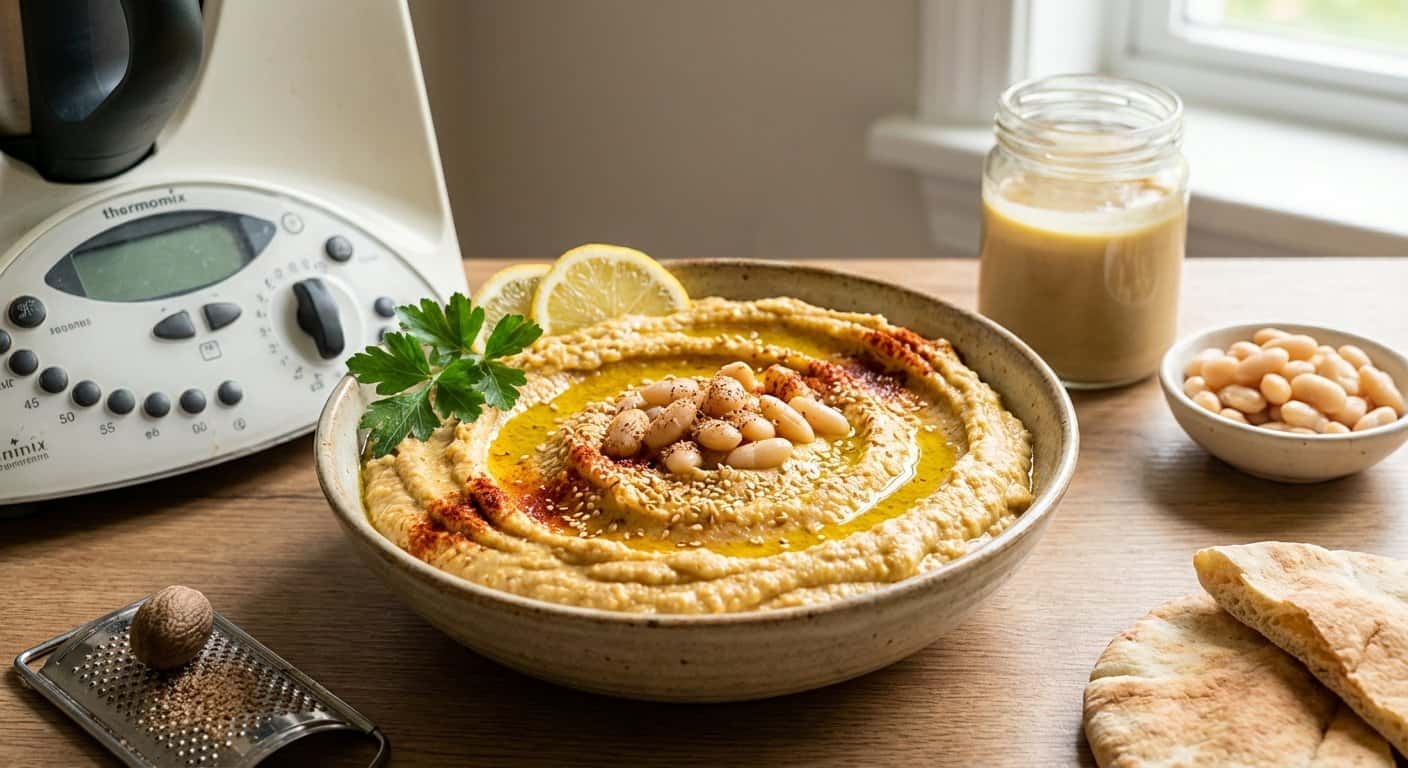 Hummus de Alubias Blancas con Nuez Moscada en Thermomix