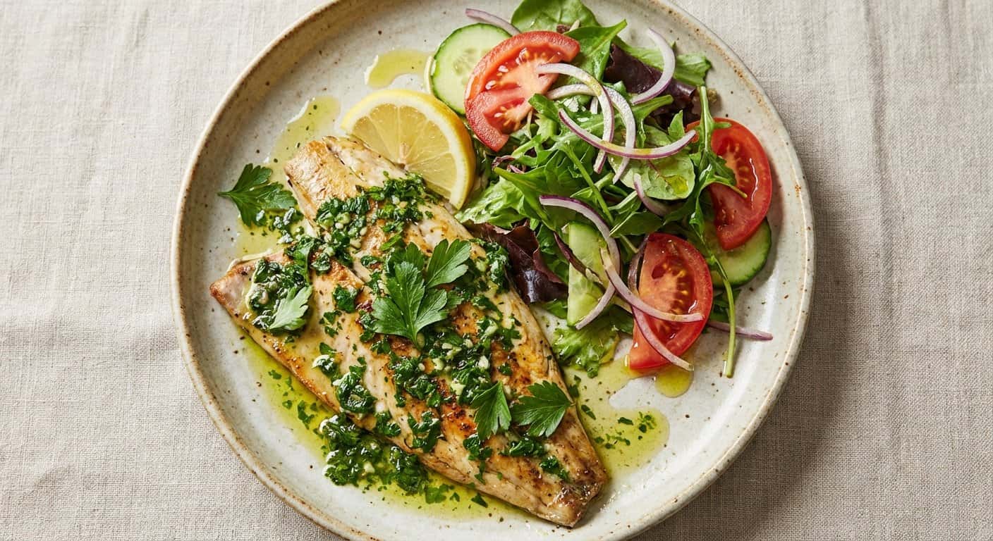 Jurel en Salsa Verde con Ensalada Fresca