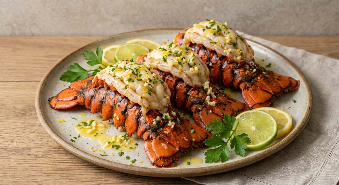 Langosta a la Parrilla con Mantequilla Cítrica y Ajo