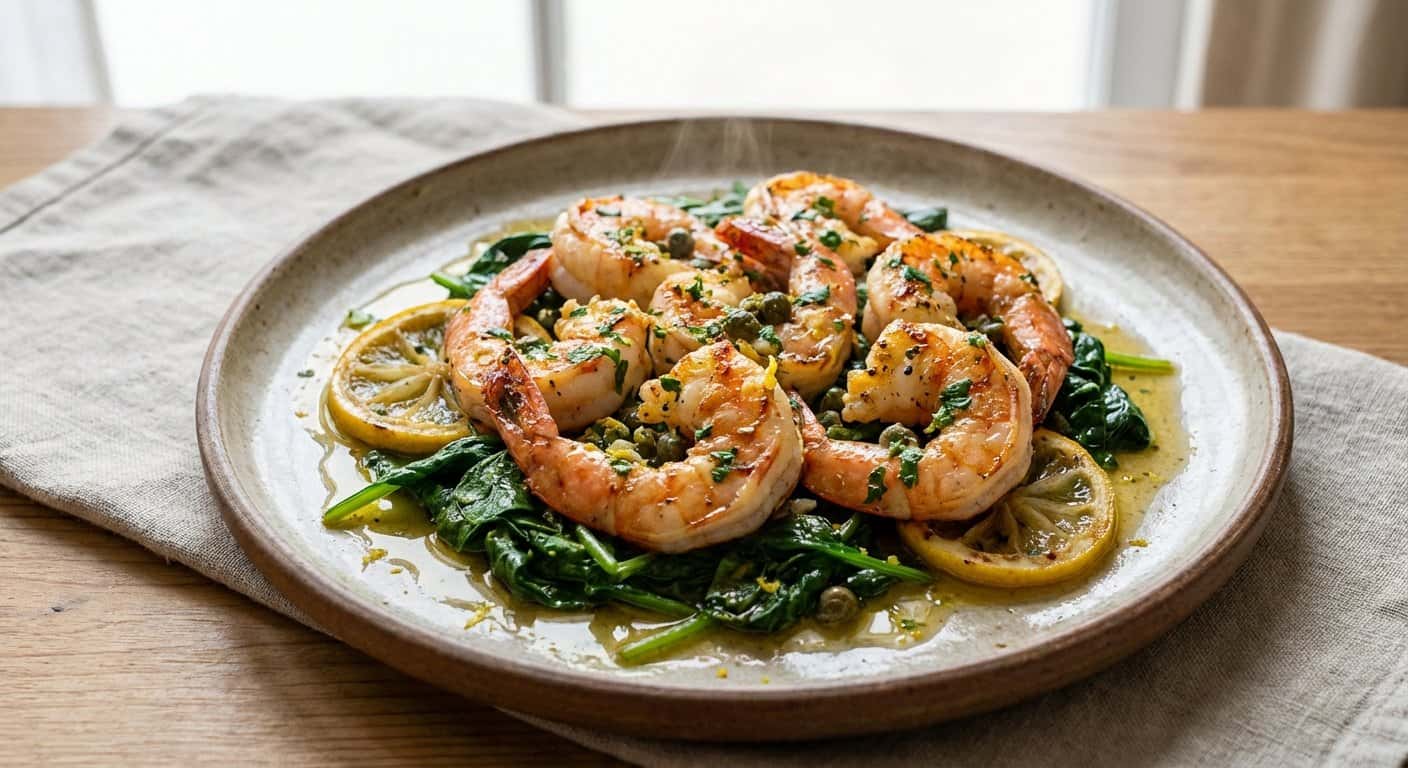 Langostinos con Limón y Alcaparras Bajo en Carbohidratos