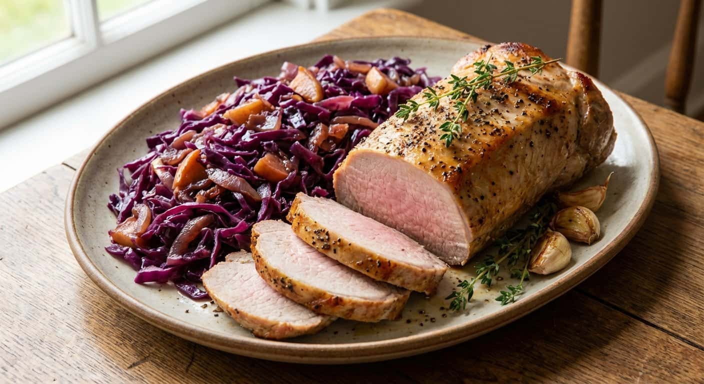 Lomo de Cerdo al Horno con Col Lombarda y Tomillo