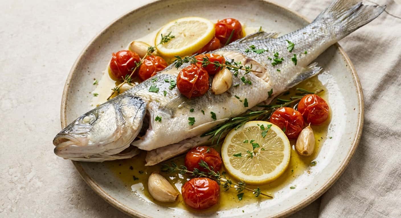 Lubina al Vapor con Tomate Confitado