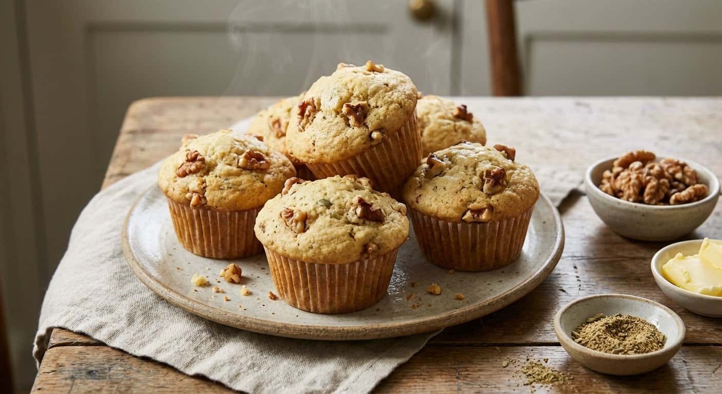 Magdalenas de cardamomo y nuez