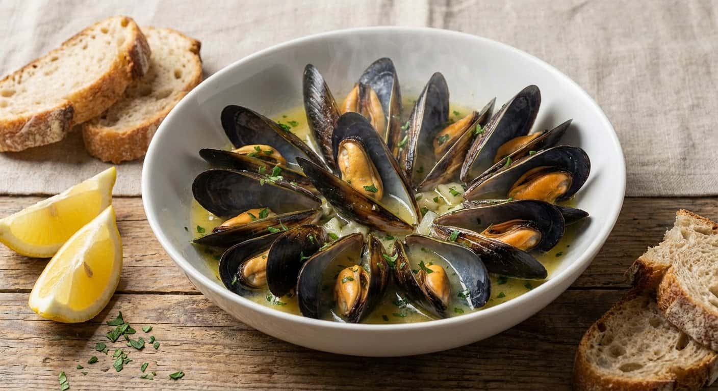 Mejillones al Vapor con Vino Blanco y Ajo