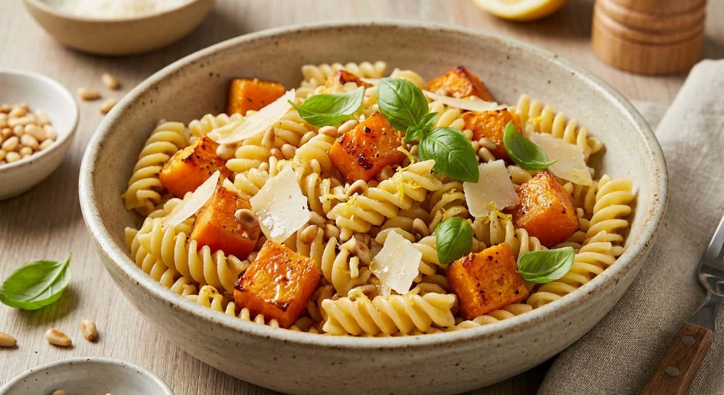 Mini Ensalada de Pasta con Calabaza y Parmesano Ligero