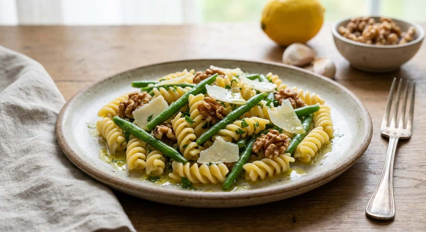 Mini Ensalada de Pasta con Judías Verdes y Nueces