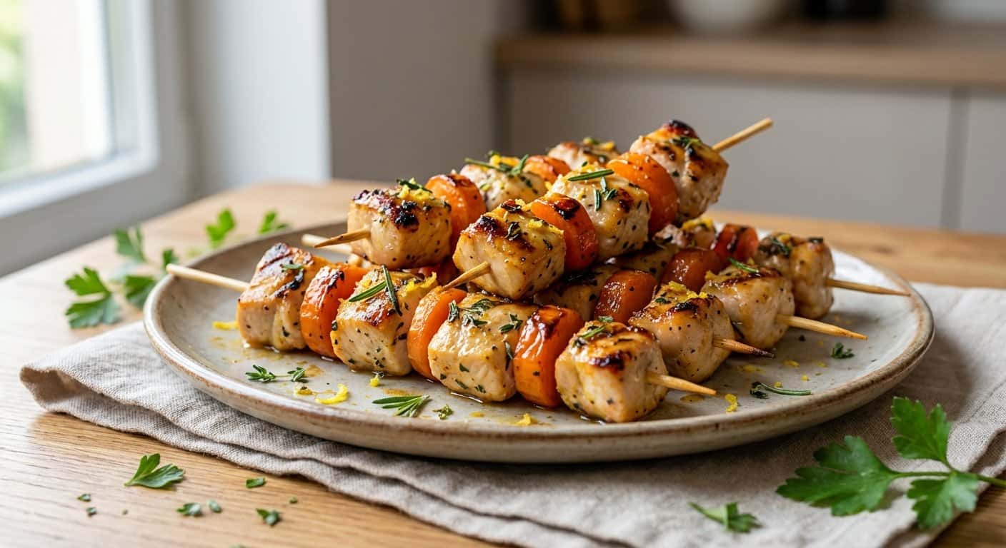 Mini Pinchos de Pollo al Limón con Zanahoria