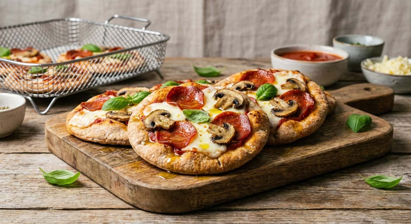 Mini Pizzas de Pan Pita en Airfryer