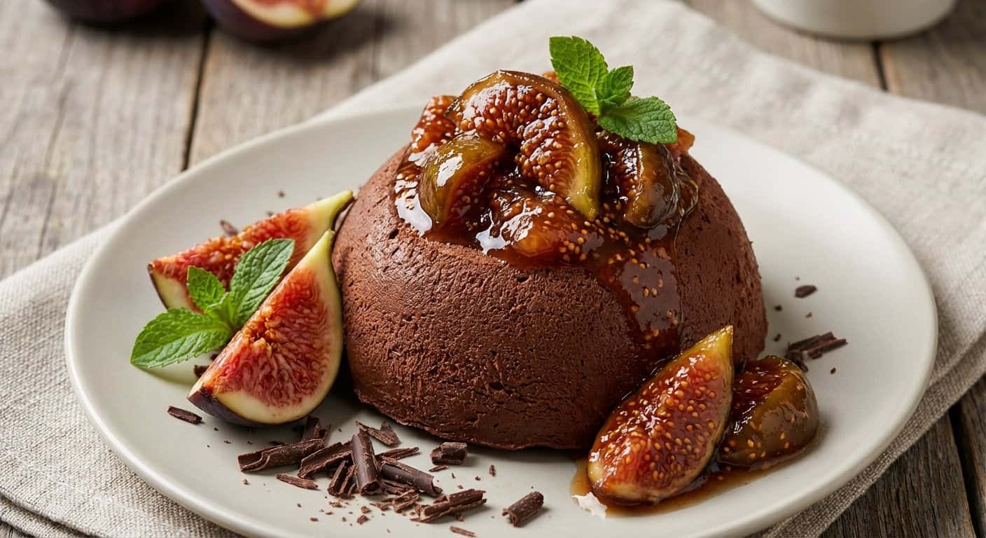 Mousse de cacao con higo