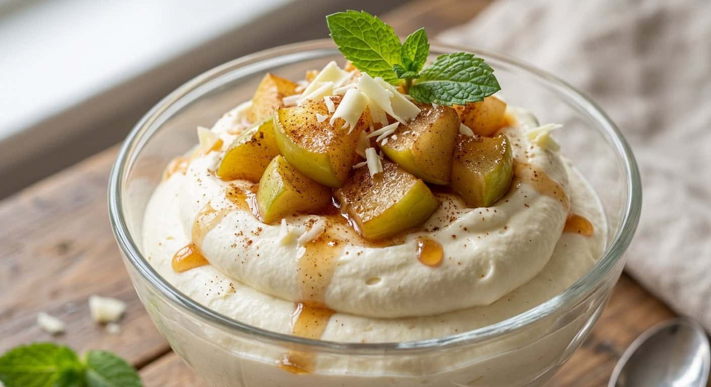 Mousse de Chocolate Blanco con Manzana