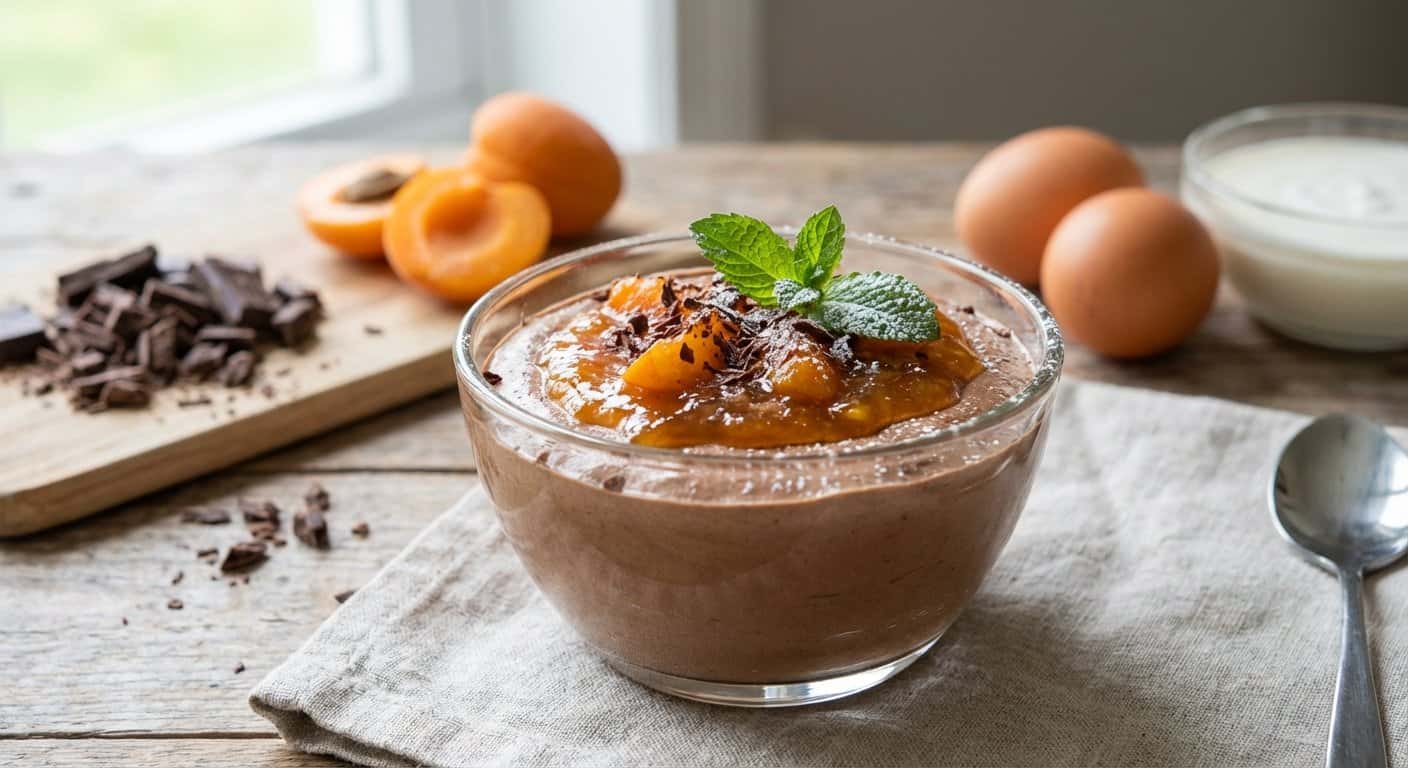 Mousse de chocolate con leche con albaricoque