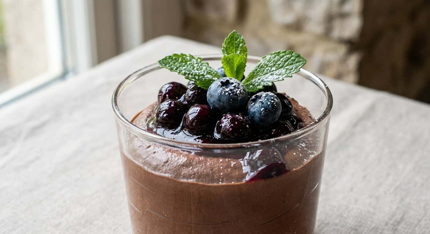 Mousse de Chocolate Negro con Arándanos