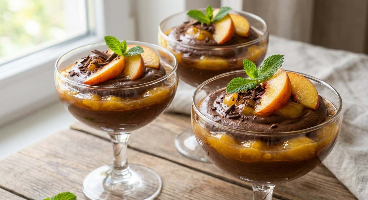 Mousse de Chocolate Negro con Melocotón