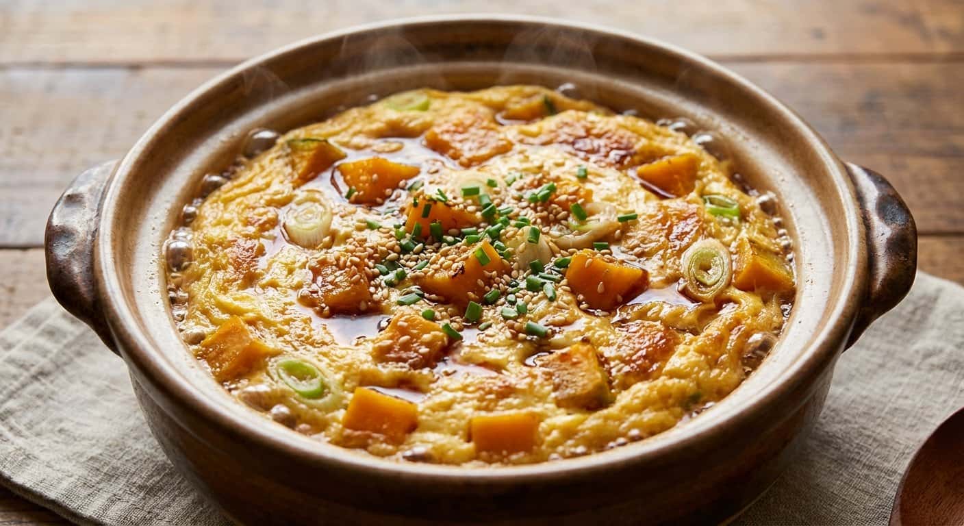 Nabe Tamagoyaki con Calabaza y Cebolla Tierna