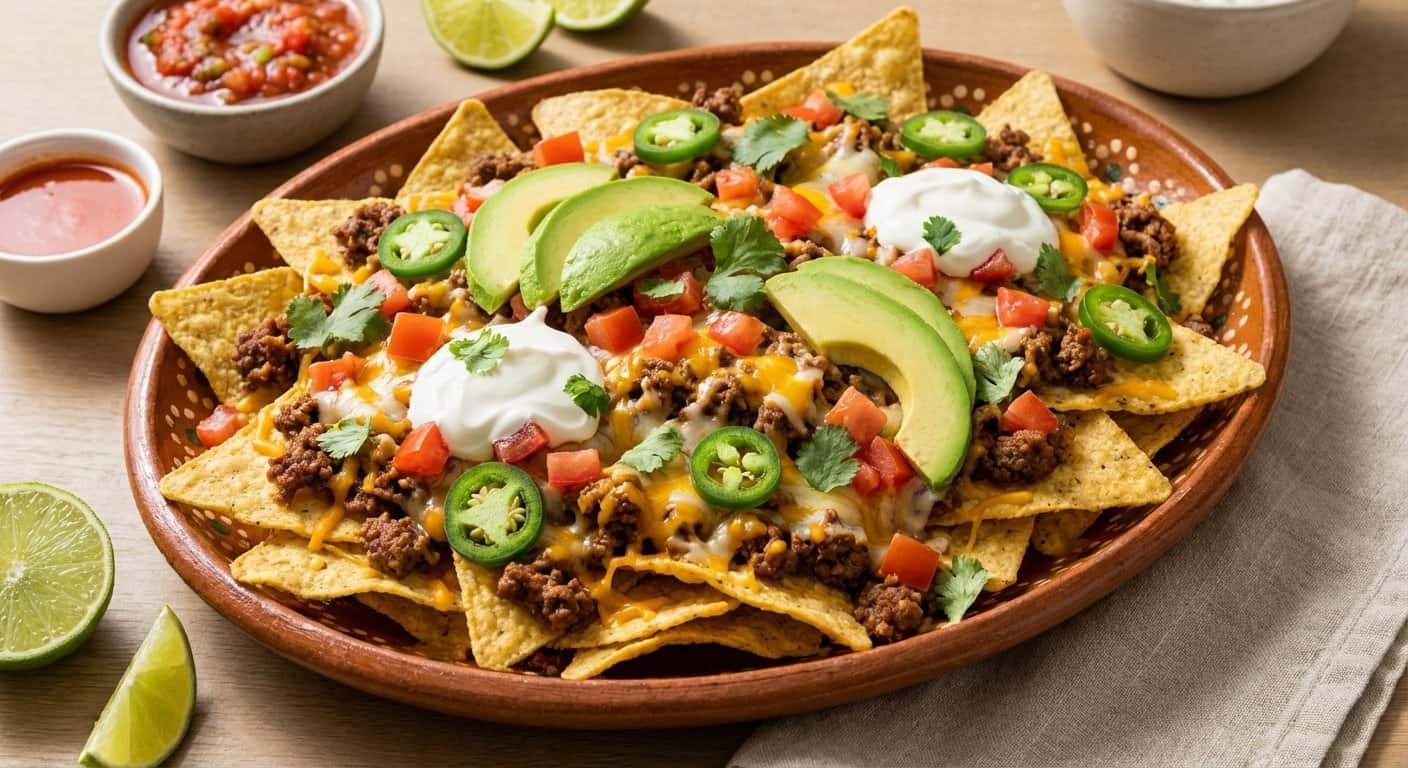 Nachos Mexicanos con Carne y Queso