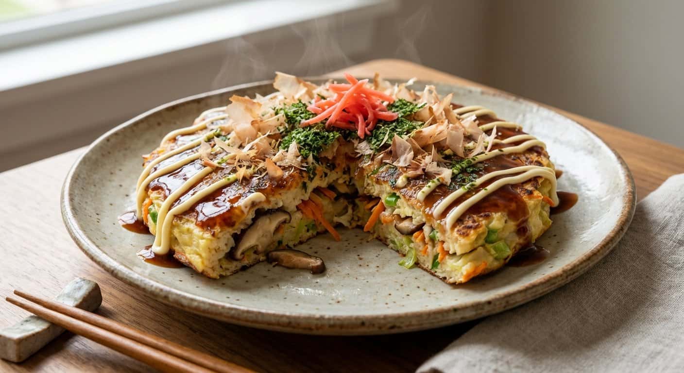 Okonomiyaki con Setas Shiitake y Zanahoria