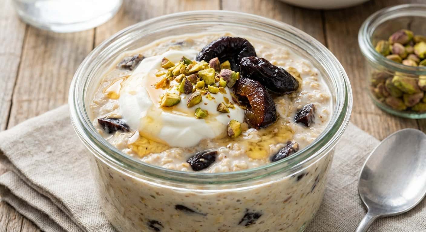 Overnight Oats con Ciruela y Pistacho