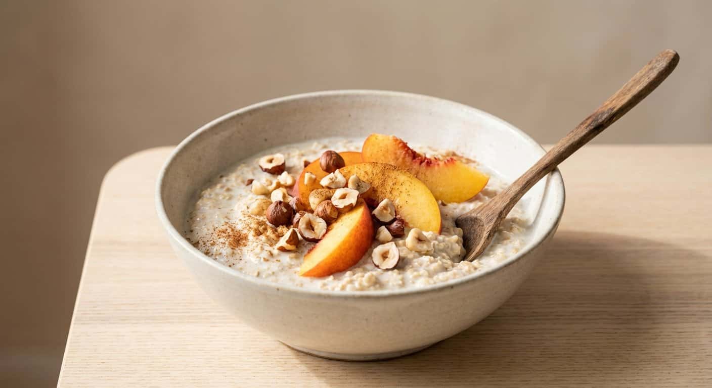 Overnight Oats con Melocotón y Avellana